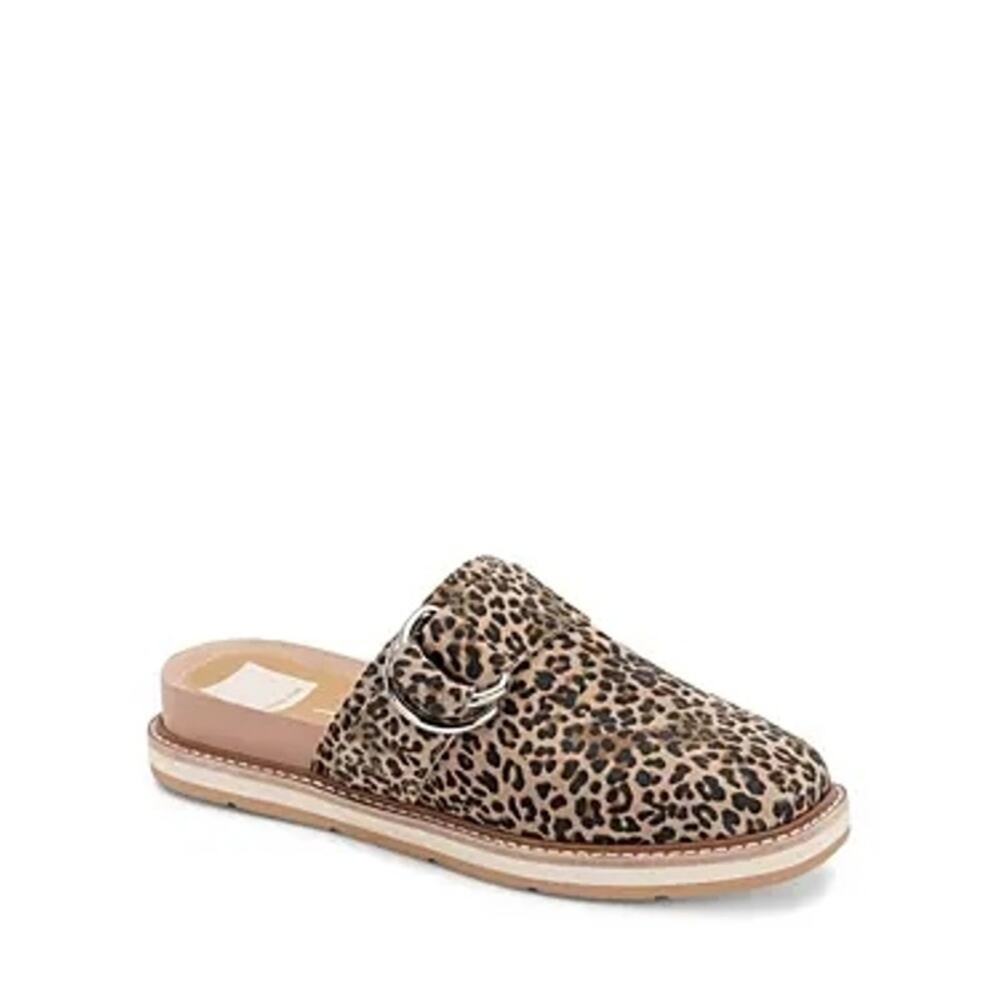 DOLCE VITA Women's Leopard Crochet Verna Wedge Slip On Leather Mules Size 8 NWOB - Picture 1 of 10